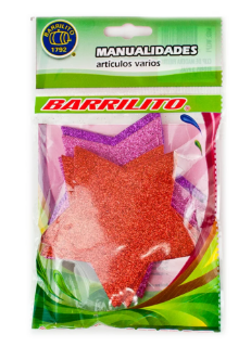 Imagen de Barrilito calcomania de foamy estrella fsg005 con pegamento 9.6 cm 10 piezas 3 colores