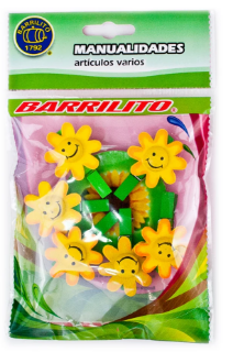 Imagen de Barrilito clip de madera flores amarillas wclp10a 6 piezas