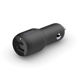 Imagen de Belkin Dual Car Charger - Adaptador de corriente para el coche - 37 vatios - PD 3.0 - 2 conectores de salida (USB, 24 pin USB-C)